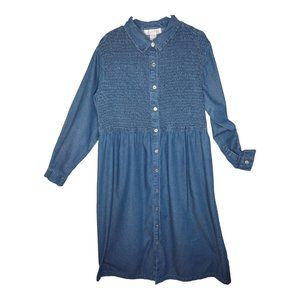 Silhouettes Denim Button Front Maxi Shirt Dress 18W